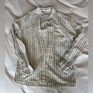Zara Women’s White and Black Striped Casual Shirt
